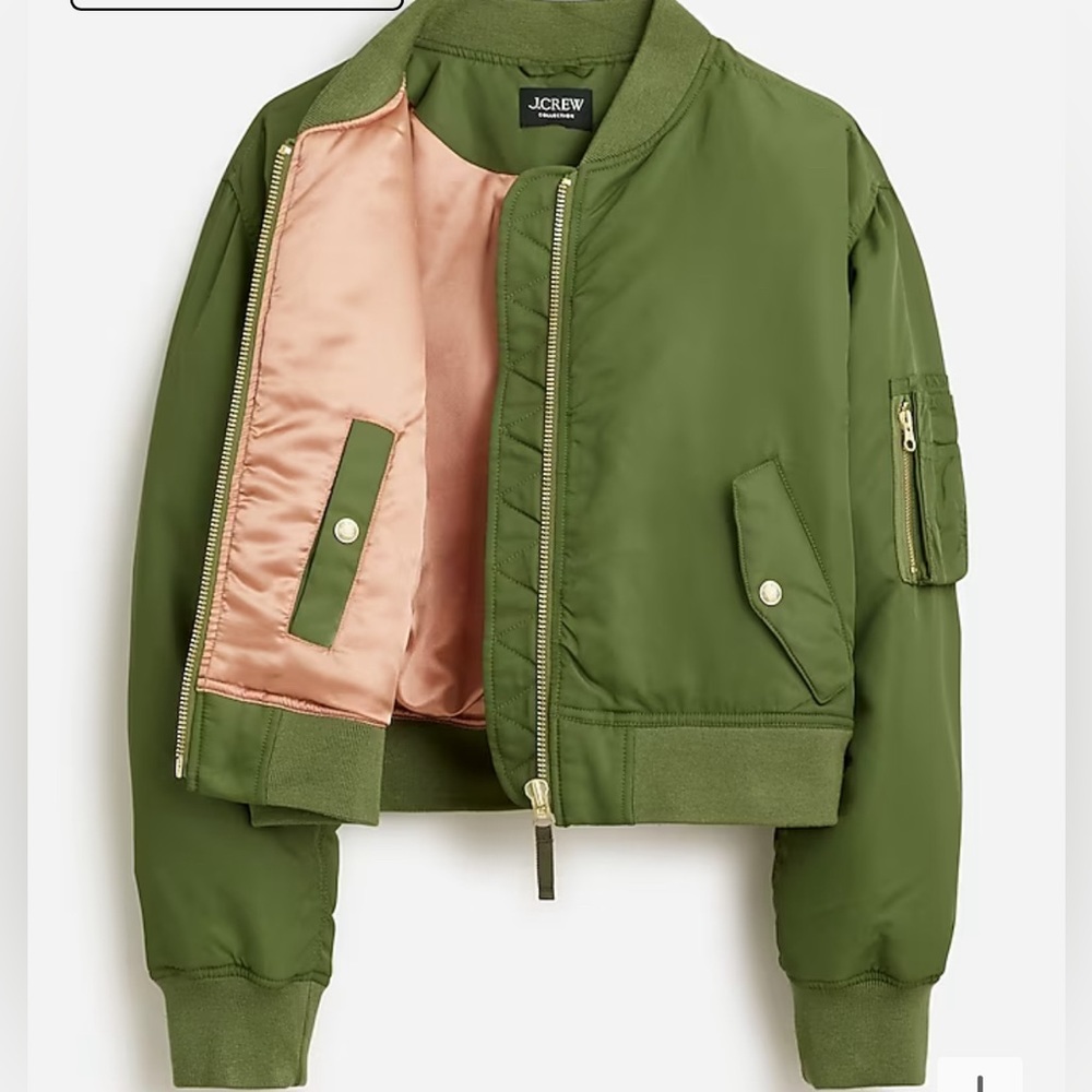 J. Crew Collection ruched bomber jacket in lightweight shiny nylon NWT Size S - Picture 6 of 8